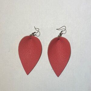 Coral Felt Leaf Earrings